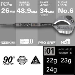 TARGET Darts Dimitri Van Den Bergh x ECHO 90% Tungsten Steel Tip Darts Set – 23g Steel Tip Dart Set, Swiss Point Darts, SP Tool Included, Player Edition Dimi Dart Set