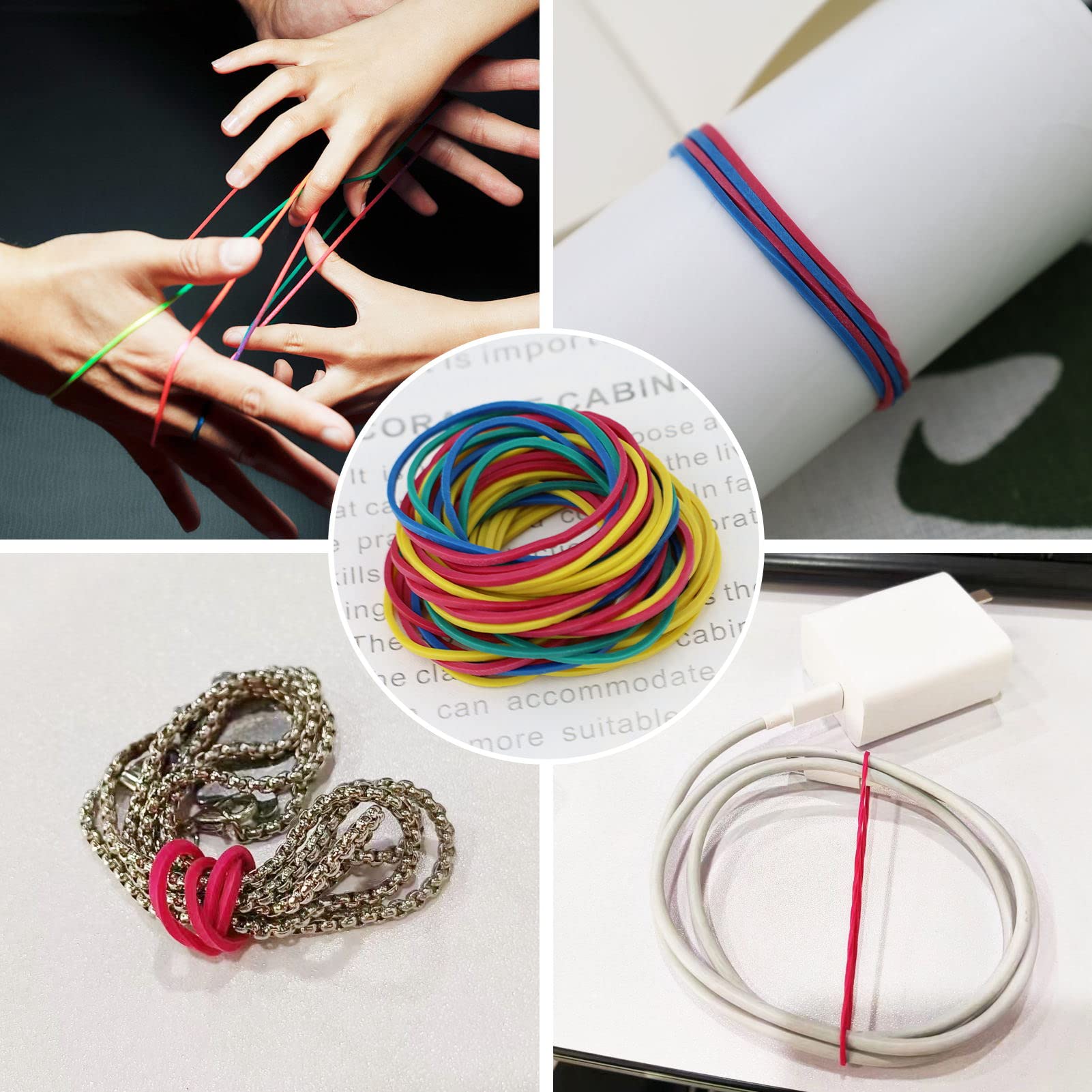 500pcs Rubber Bands Coloured Elastic Bands File Folder Elastic Rubber Bands Stationary Thick Strong Elastic Stretchable Bands for School Home Office Supplies Industrial Crafts DIY 38mm