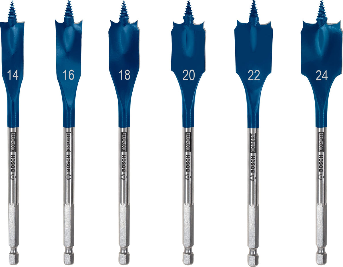 Bosch Professional 6 pc. Expert SelfCut Speed Spade Drill Bit Set (for Softwood, Chipboard, Ø 14-24 mm, Accessories Rotary Impact Drill)