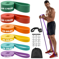 Zacro Pull Up Bands Set - 6 Levels Resistance Bands Set for Men and Women - Exercise Loop Bands with Door Anchor, Training Poster & Pouch for Workout Home Gym Exercise, Yoga, Pull Up Assistance Bands