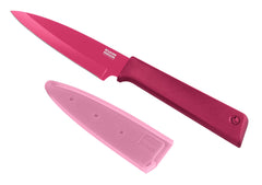 Kuhn Rikon Coloriand Non-Stick Straight Paring Knife with Safety Sheath, 19 cm, Fuchsia