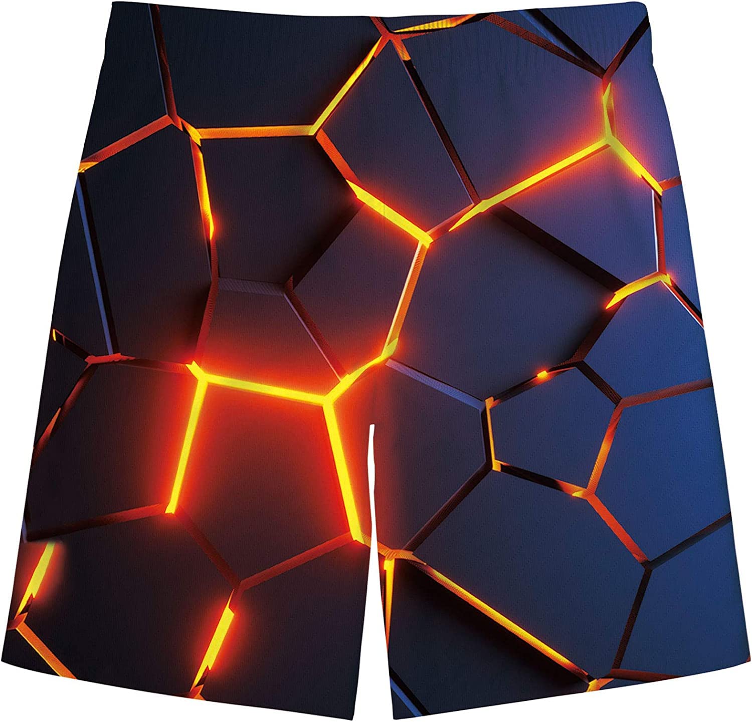 Kids4ever 3D Geometry Design Swim Short Boys Fashion Holiday Party Swimming Trunks 13-14 Years Teenager Summer Lightweight Adjustable Waist Beach Shorts