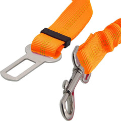 Dog Car Seat Belt -Adjustable Elastic Bungee, Strong Durable Dog Car Harness - 360 Degree Swivel Attach Won't Twist, Reflective, Easy to Use (ORANGE)