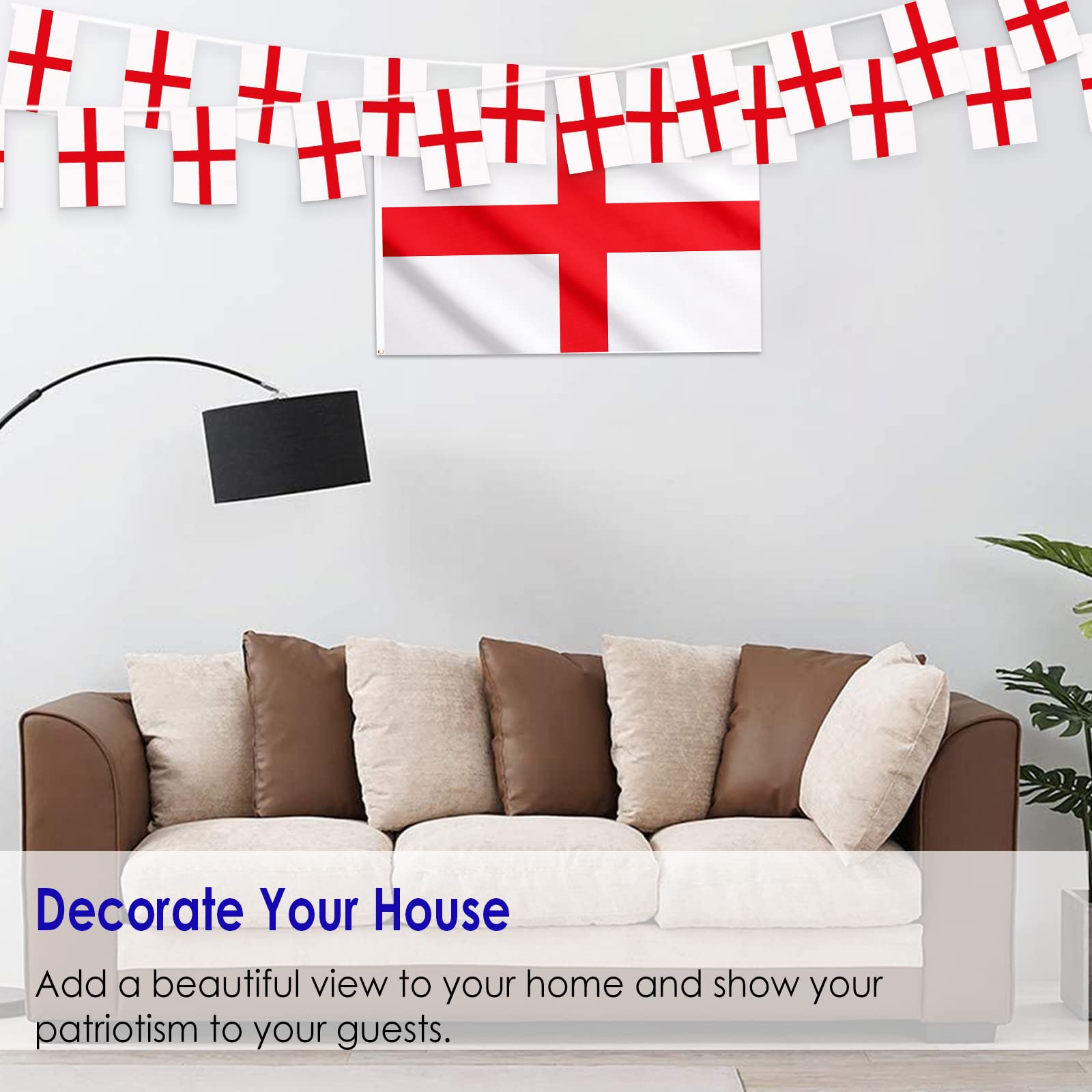 AhfuLife England St Georges Flag 5ft x 3ft for St. George's Day Decoration, 1pcs Large St George's Cross Flags, Double Side with Brass Eyelets for 2024 Football Euro Garden Street Party Decoration