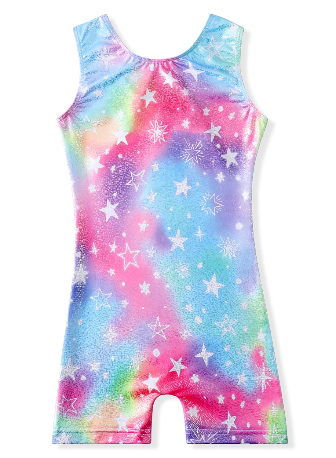 XiaoMoSha Gymnastics Leotards for Girls Sleeveless Unitard Dance Outfit for Kids Gradient Color Sparkly Unicorn Rainbow for Little Girls(Sparkling star, 5-6 Years)