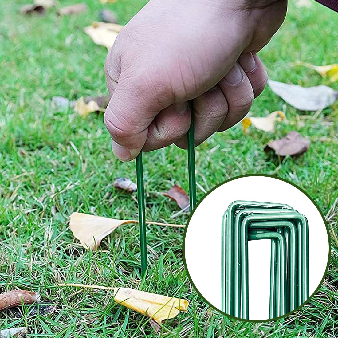 Garden Stakes Ground Staples Landscape Securing Anchor Pegs Gardening Pins Spikes for Lawn Farm Weed Barrier Grass Fabric 10 PCS