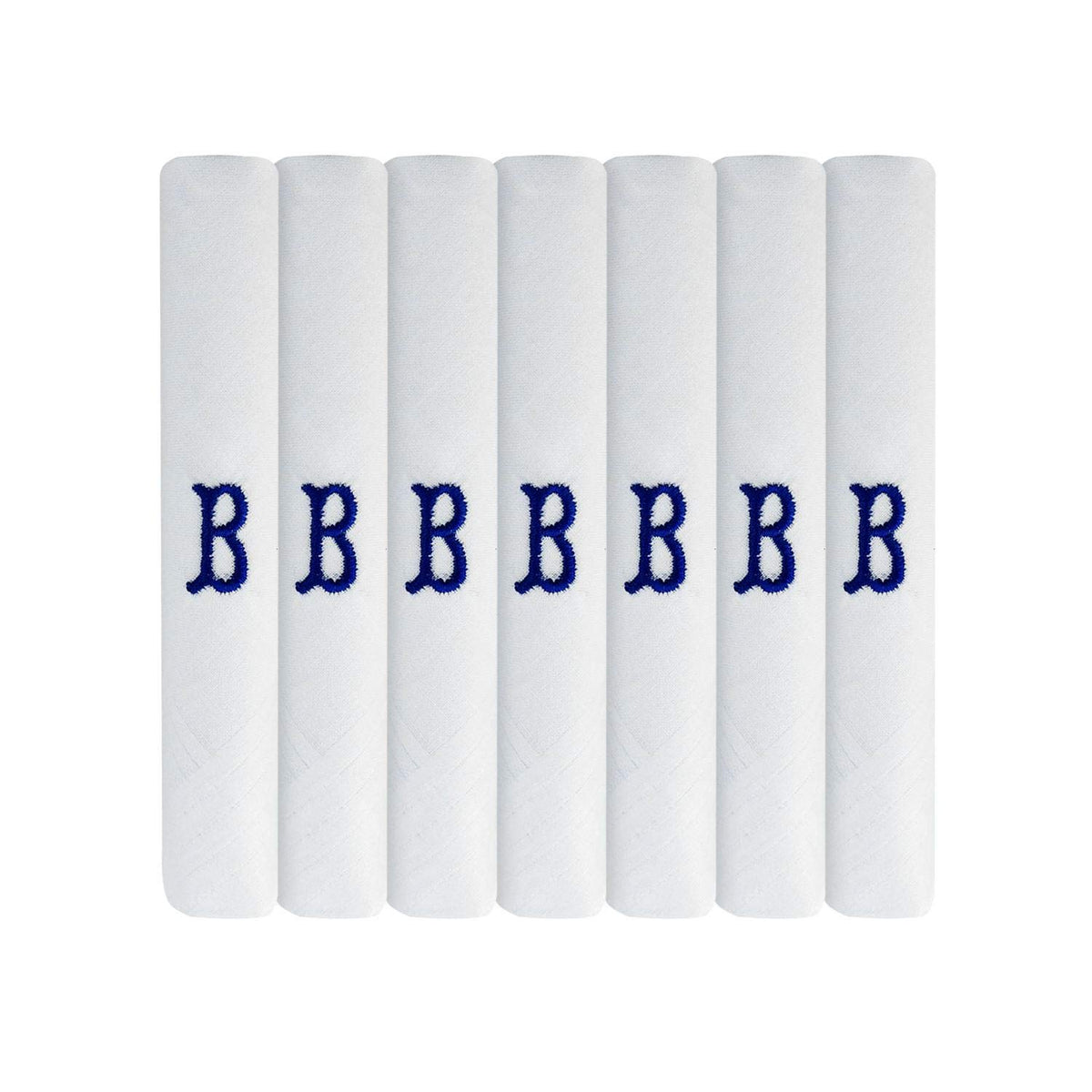 Surf the Shop 7 Pack Of Mens Initial Embroidered White Handkerchiefs With Satin Border, Various Letters (B)