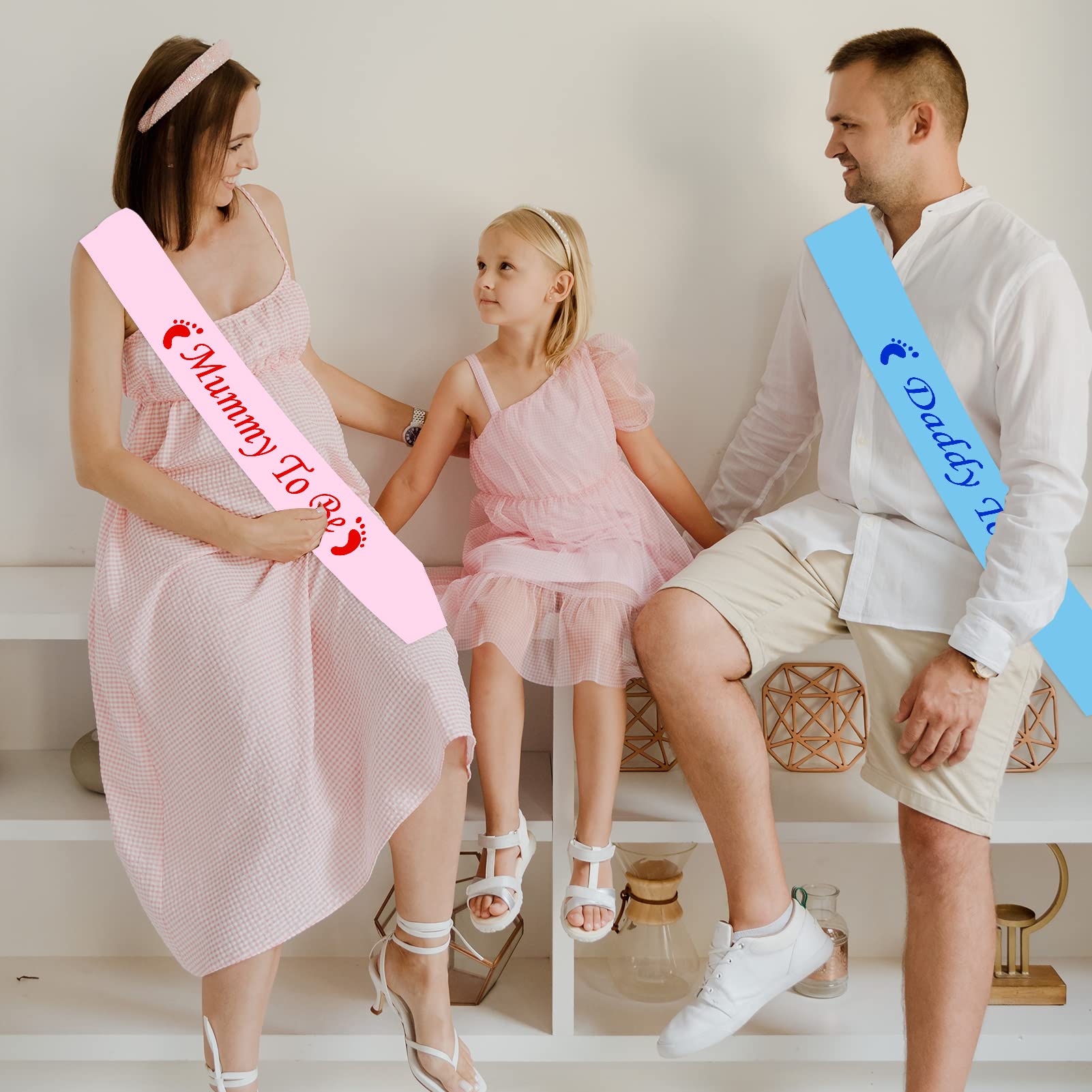 2PCS Mummy To Be Sash Pink Daddy To Be Sash Blue Mummy and Daddy To Be Sash Mum To Be Sash Baby Shower Sash Dad To Be Sash Party Decoration Supplies Baby Shower Sashes for Mum Family