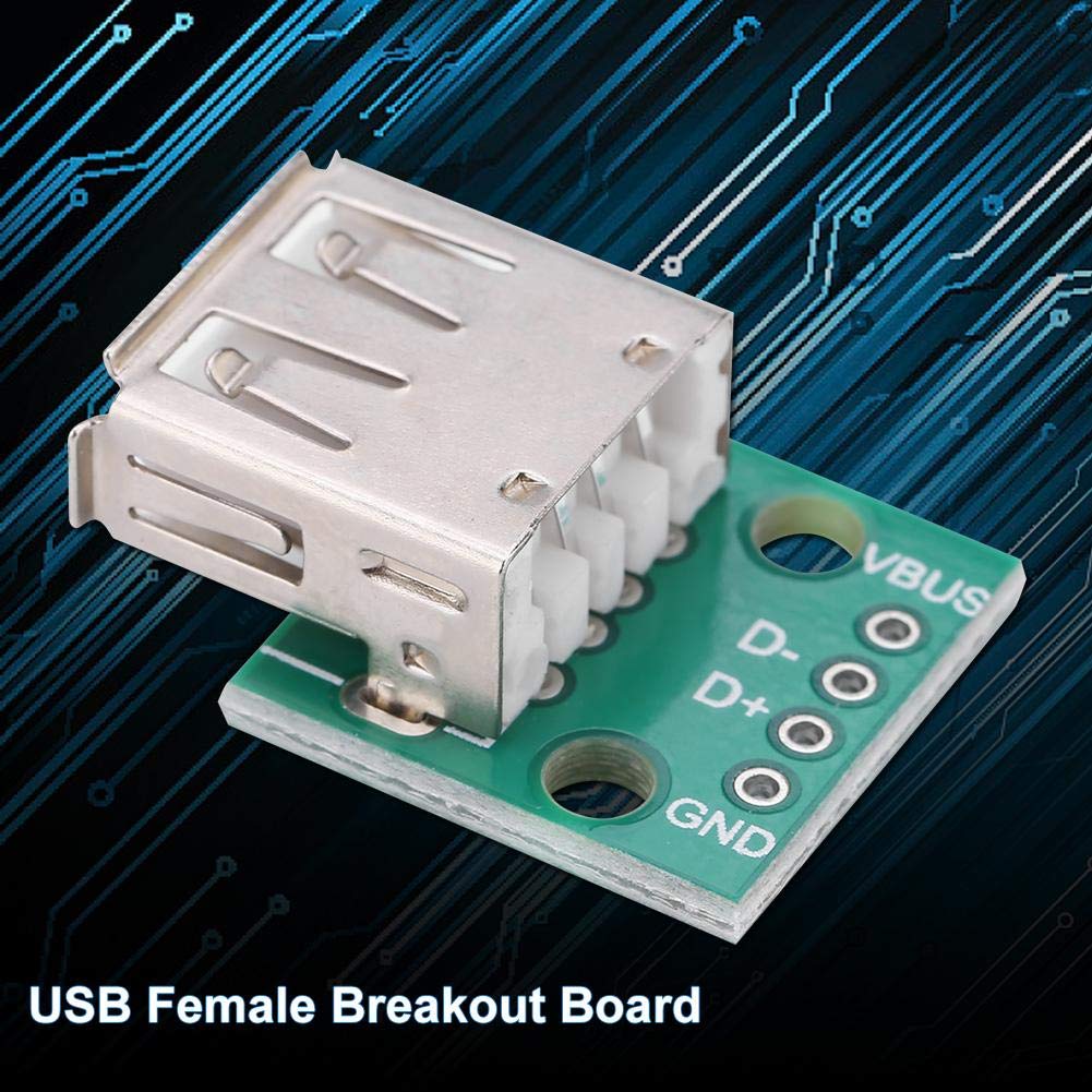 Hilitand 10 Pcs USB Female Breakout Board, 2.54mm Pitch Type A Female Socket, USB Socket Breakout Board, PCB Converter Module