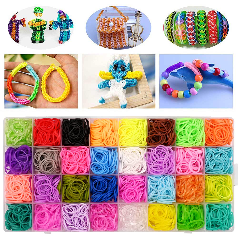 Loom Bands Refill Kit 2000and Colorful Rubber Bands in 32 Colors Twist Bands with S Clip for DIY Bracelet Making Handmade Bracelets Friendship Bracelet Kit