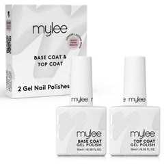 MYGEL by Mylee Nail Gel Polish Top & Base Coat 2x15ml UV/LED Soak-Off Nail Art Manicure Pedicure for Salon & Home Use - Lasts up to 2 Weeks, Easy to Apply, No Chips, Durable & Safe