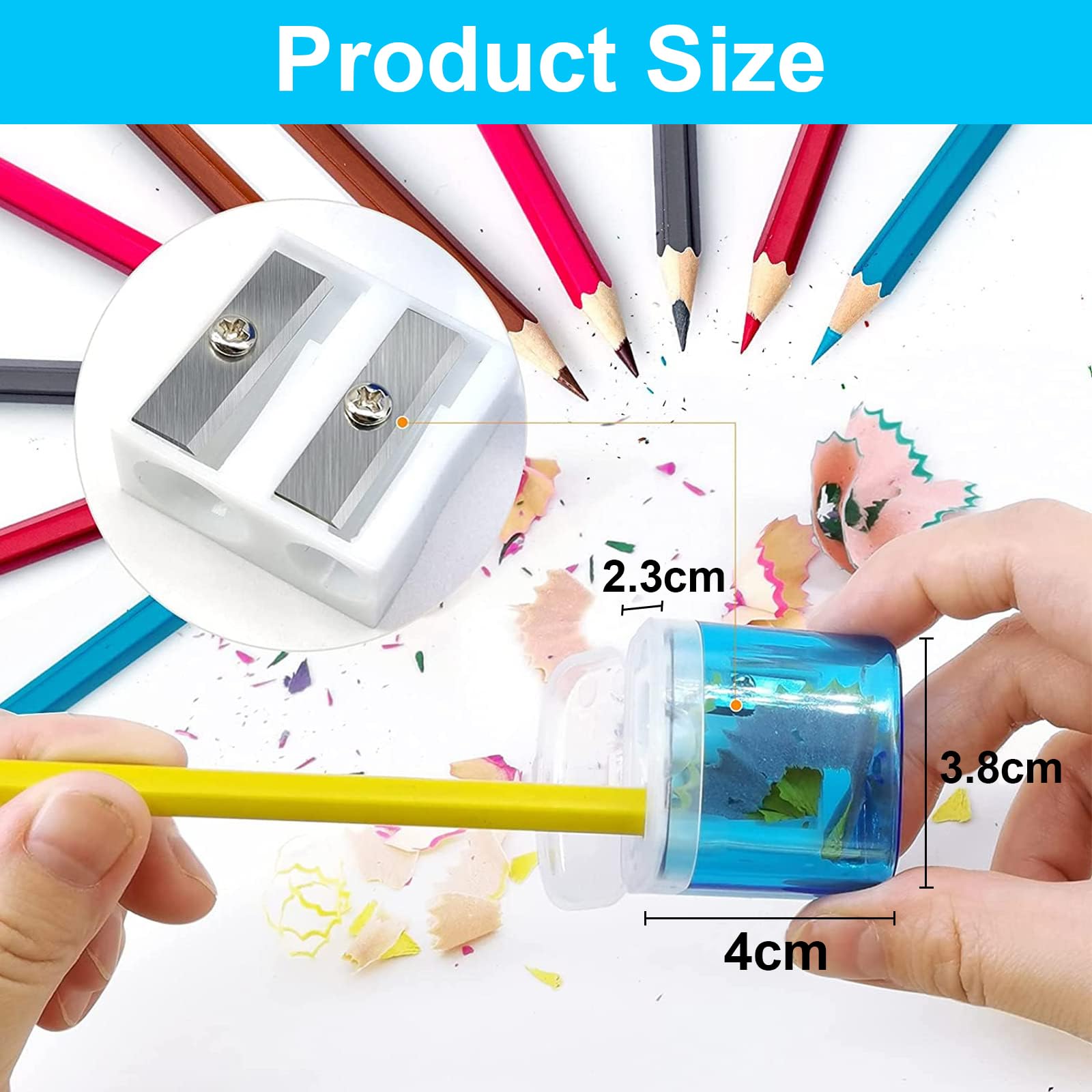 DOETYD 4pcs Pencil Sharpener 4 Color Dual Holes Manual Sharpener for Kids Students School Home Office