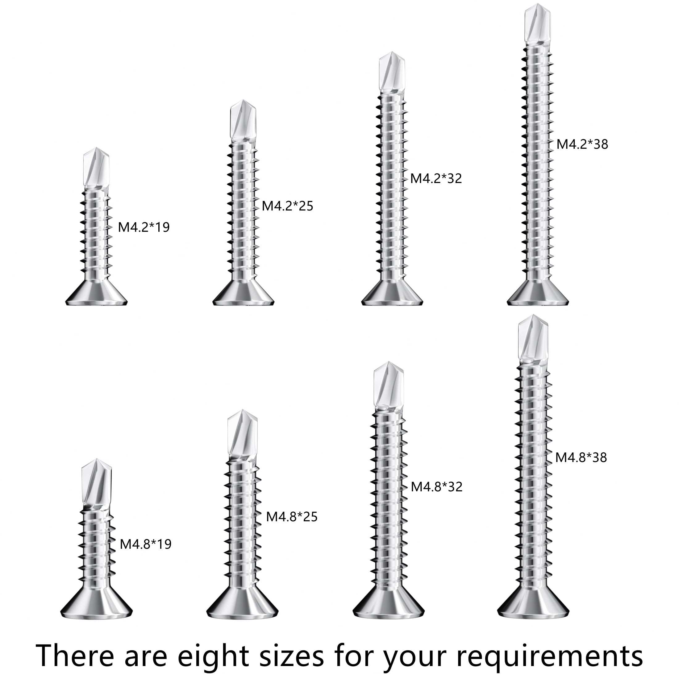 60 PCS Stainless Steel Self Drilling Self Tapping Metal Screws for Iron Sheets, Furniture, Steel Tiles (M4.2 * 19mm)