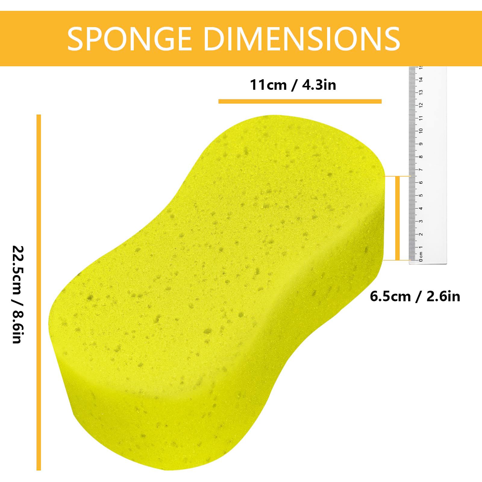 Jumbo Sponges,2 Pack Car Sponges,Washing Windows and Anti Scratch Technology,Perfect For Wheels, Windscreen & Bodywork For Car Cleaning (2PCS Yellow)