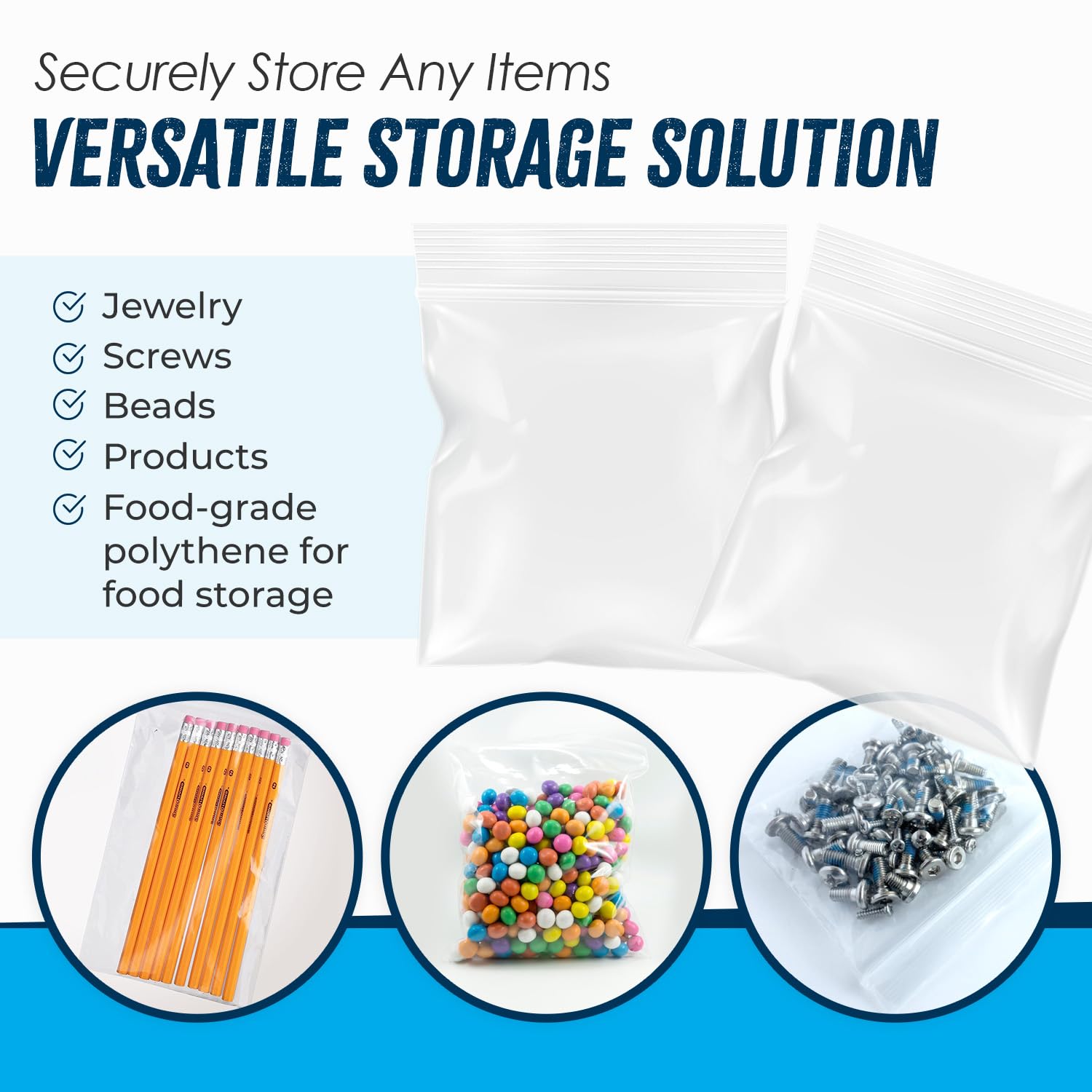 100 Grip Seal Bags *CHOOSE YOUR SIZE*  Strong Resealable Zip Lock Bags   Reusable Clear Plastic Bags   Resealable Freezer Bags   Resealable Bags for Food Storage Jewellery Medicine (1.5 x 2.5 inch)