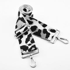 olyee Bag Straps for Handbags,1.96 Inch Plain Guitar Straps with Adjustable Clip on Straps Cross Body Replacement Camera Handbag Strap for Purse Laptop(Light Grey Leopard and Silver Clasps)