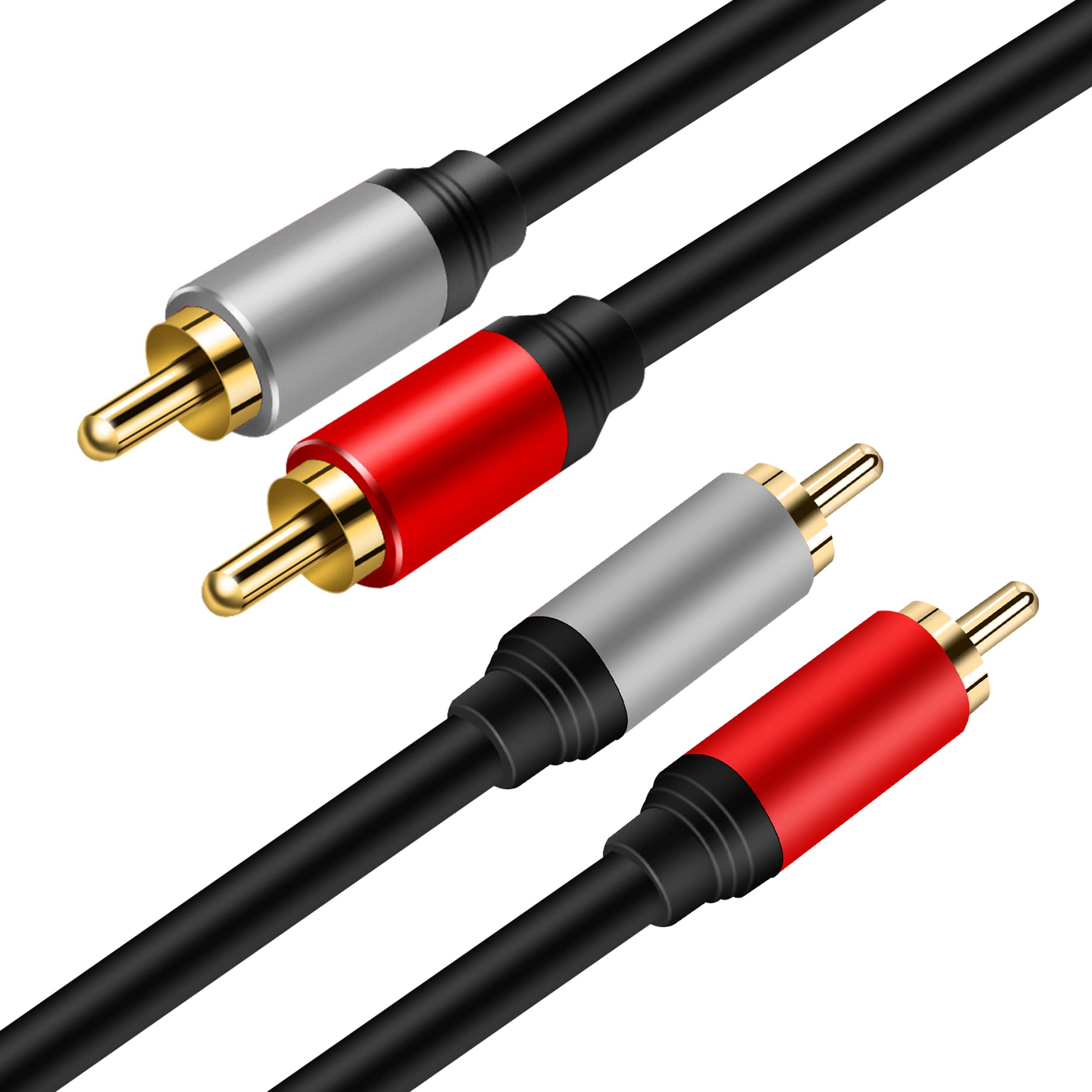 TanQY 2RCA to 2RCA Cable 1M, Gold-Plated 2 RCA Male to 2 RCA Male Stereo Audio Cable for Home Theater, HDTV, Gaming Consoles, Hi-Fi Systems (1M)