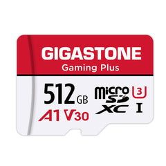 Gigastone 512GB Micro SD Card with SD Adapter and Mini-case, Gaming Plus, Nintendo-Switch Compatible, High Speed 100MB/s, 4K Video Recording, Micro SDXC UHS-I, A1 Run App, Class 10