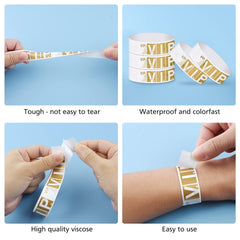 ASTARON Paper VIP Wristbands for Events 300 Pcs Gold Event Wristbands Waterproof Bracelets VIP Wristbands for Nightclubs Waterparks Lightweight Concert Wristbands