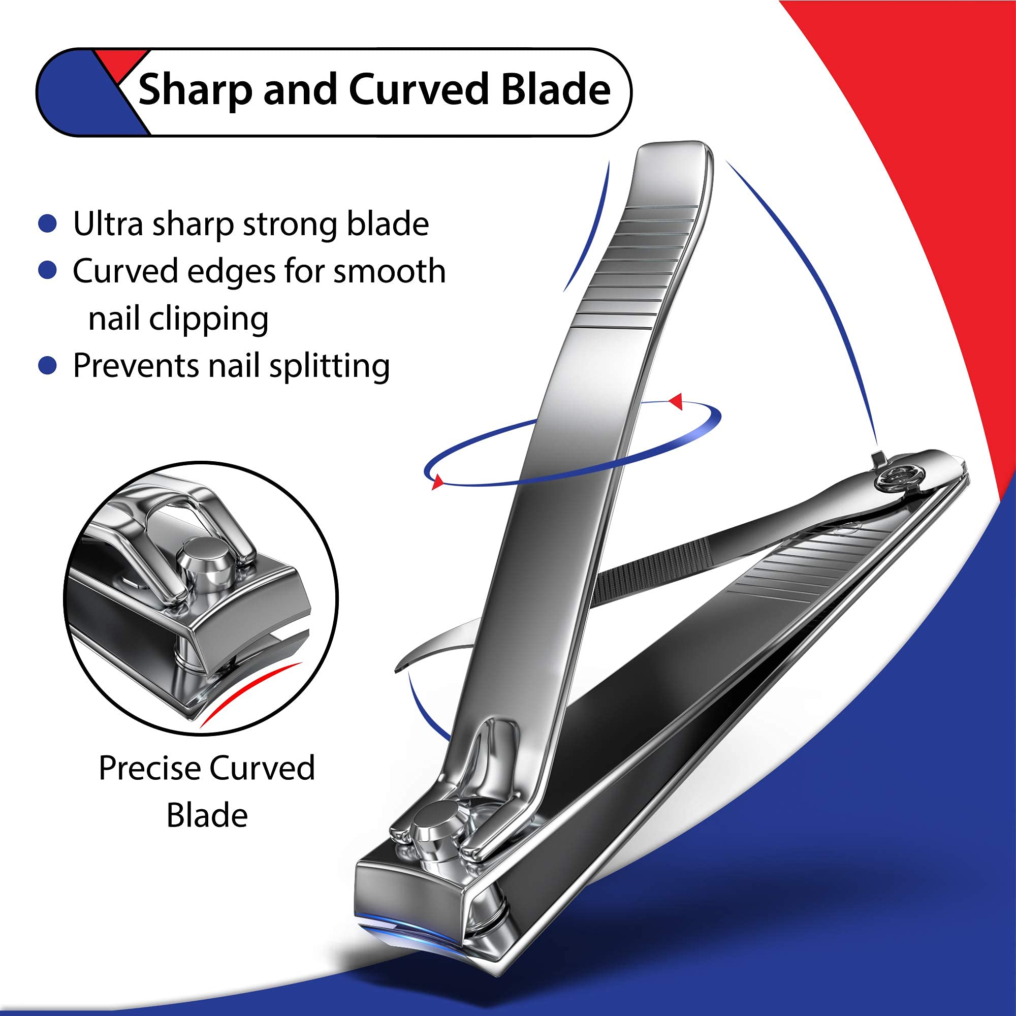 1 Pcs Nail Clipper & 1 PC Toe Nail Clipper for Thick Nails - Heavy Duty Professional Nail Cutters - Small & Large Nail Clippers Set for Men Women Toenail