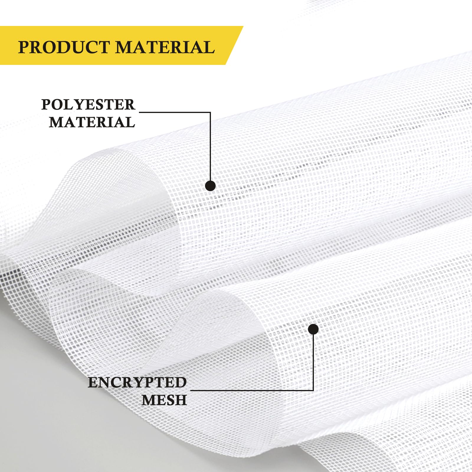 fowong Insect Mesh Curtain, 90cm (W) x 225cm (L) Durable Polyester Netting Fabric Window Screen Mesh for Windows, Anti-Pollen Fabric for Air Fresh High Density Dust-Proof ＆Waterproof Net, White