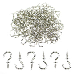 Mini Ceiling Screw Hooks, 200 Pieces 1/2 Inch Cup Hooks Screw-in Hooks for Hanging Plants Mug Arts Decorations, Silver