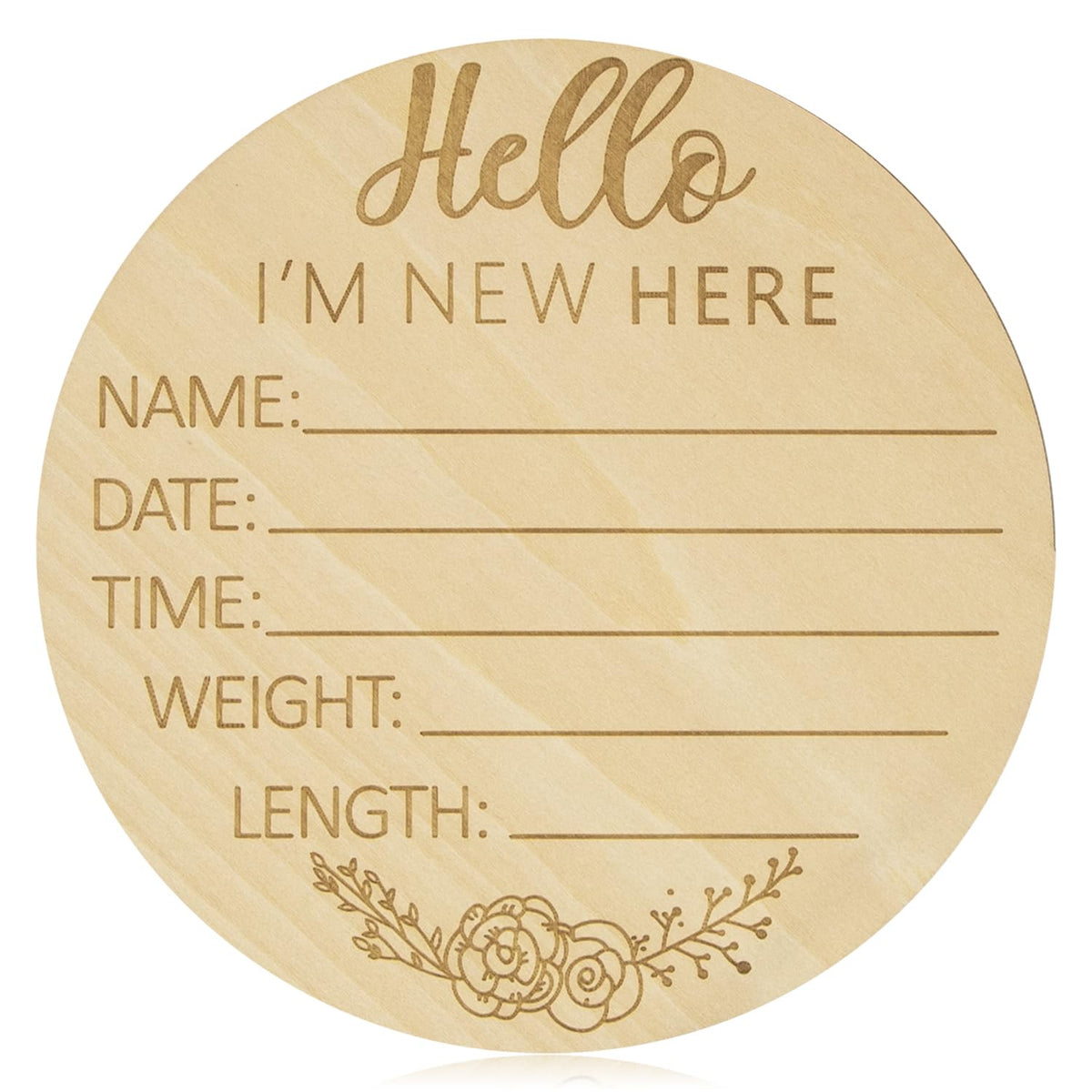 Wooden Baby Announcement Sign, Hello World Plaque Round Wooden Newborn Welcome Sign Baby Birth Sign Board for Baby Shower Photo Prop Nursery Wall Decor A7CSMP (C)