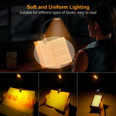 Gritin Book Light Rechargeable, 11 LED Reading Light Clip on Book, 3 Eye-Protecting Modes&Touch Control Stepless Dimming, Long Battery Life, 360° Adjustable Book Lamp for Reading at Night for Readers