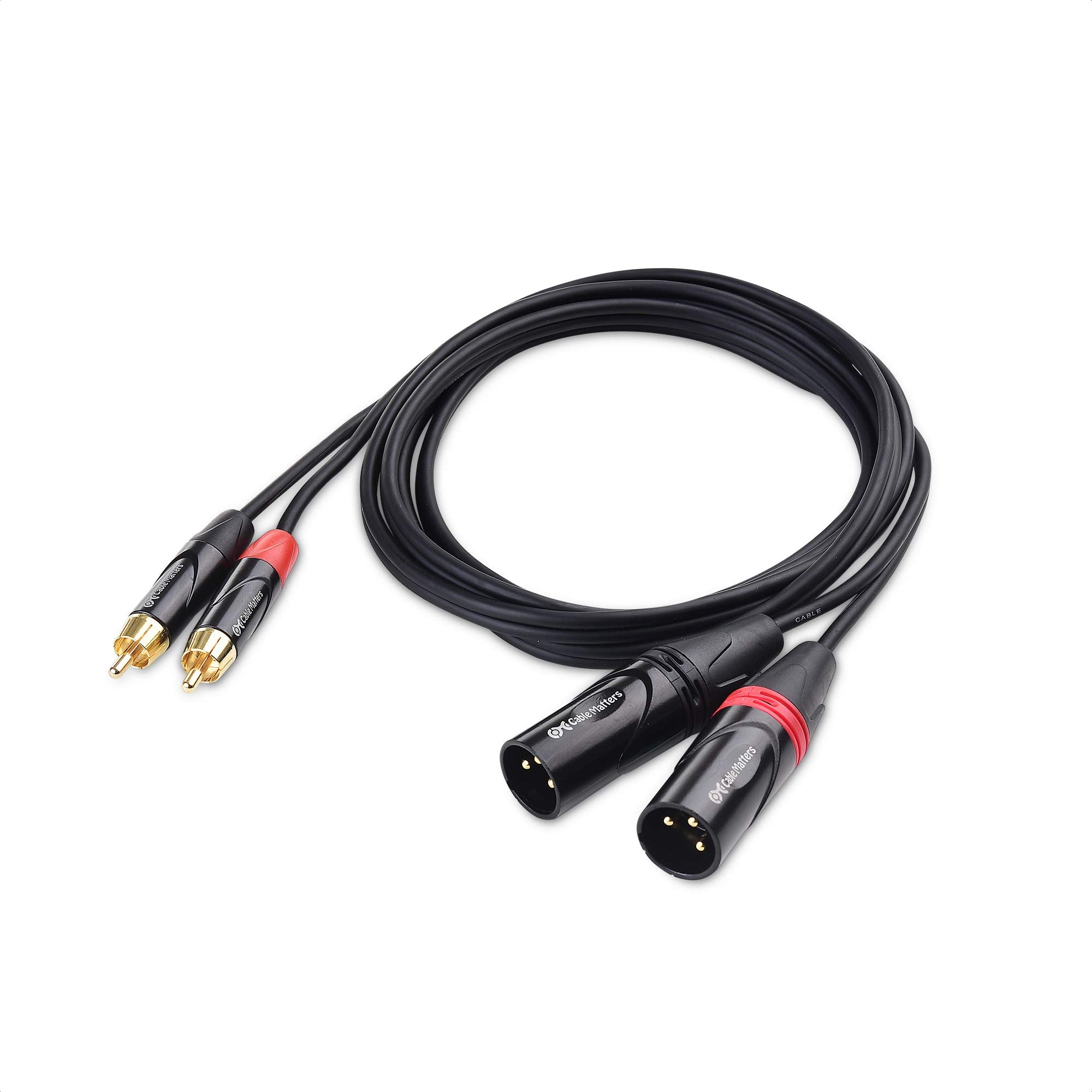 Cable Matters Dual RCA to XLR Unbalanced Interconnect Cable 1.8m, 2 RCA to 2 XLR Male Cable (Dual XLR to RCA Cable)