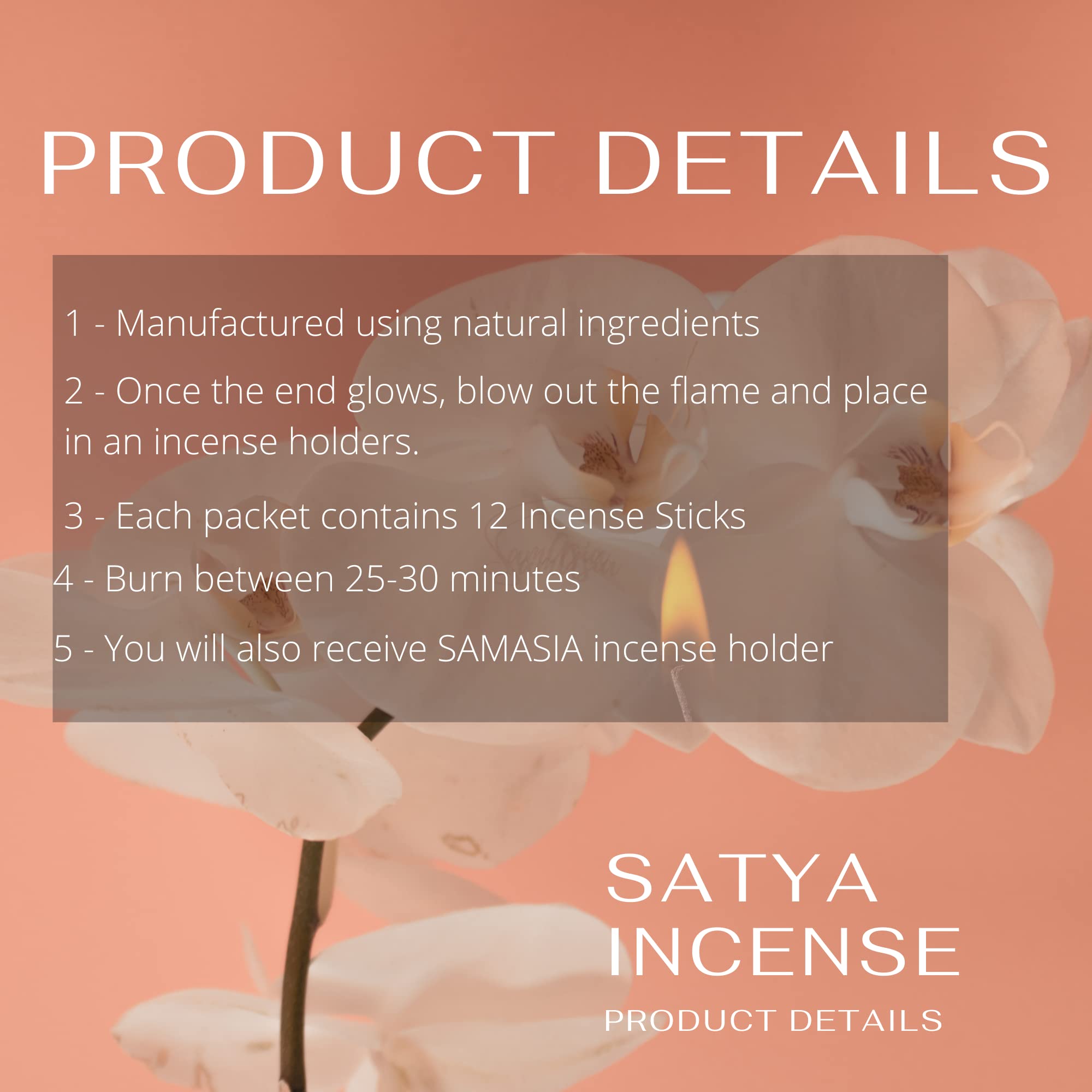 Satya Nag Champa Cinnamon Incense Sticks   3 pack   with SAMASIA incense sticks holder   Used for Aromatherapy, Spa, Yoga, Weddings, Meditation, Healing, Positivity and Relaxation