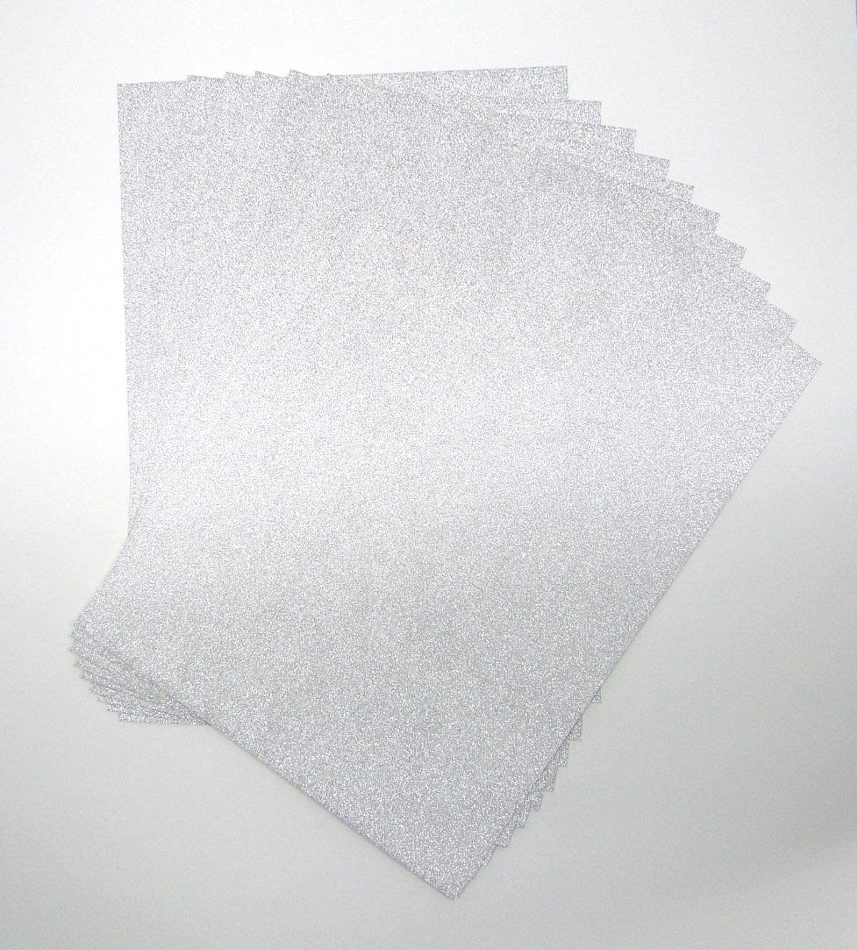 A4 Silver Glitter Card Glitter Paper Non Shed Sparkle Craft Sheets Sparkle Card 250gsm Bling Crafting Card Glitter Cardstock Acid Free Card Making Scrapbooking Arts & Crafts (Silver - 10 Sheets)