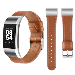 Wanme For Fitbit Charge 2 Strap Leather Straps, Classic Adjustable Replacement Straps with Metal Connectors for Fitbit Charge 2 (06 Brown, 5.5 inches - 8.1 inches)