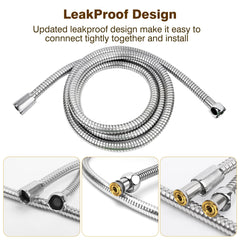 YEAUPE 1.8m(70 inches) Universal Shower Pipe Anti-Kink Standard G1/2 All Copper Connectors Premium Replacement Stainless Steel Hose,Chrome