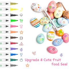 Food Coloring Pen,12pcs Edible Food Marker Color Pens with Fine&Thick Tip,Food Grade Decorator Pen, Edible Gourmet Writer for Cookies,Fondant,Desserts,Easter Eggs Cake Pens Deco Edible