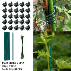 TSKDKIT 30cm Plant Support Sticks and Clips Garden Stakes Bamboo Sticks with Twist Ties Green Plant Stakes 12 inch Plant Canes Sticks for Garden or Home Floral Picks Gardening Tripods Making(25 Pcs)