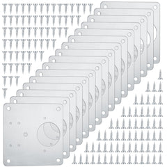 16 Pcs Hinge repair plate, Stainless Steel Hinges Repair Plates, Kitchen Cupboards Cabinets Doors Hinges Flat Fixing Joining Mending Plates Braces Brackets, with 128 Pcs Screws (16)