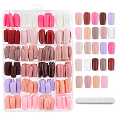 Amaxiu 576pcs Press On Nails Long Coffin, 12 Pack Full Cover Fake Nails Long False Nail Tips 12 Matte Colors Press On Nail 12 Glossy Colors Press On Nail Solid Color False Nails with Nail File(Long)