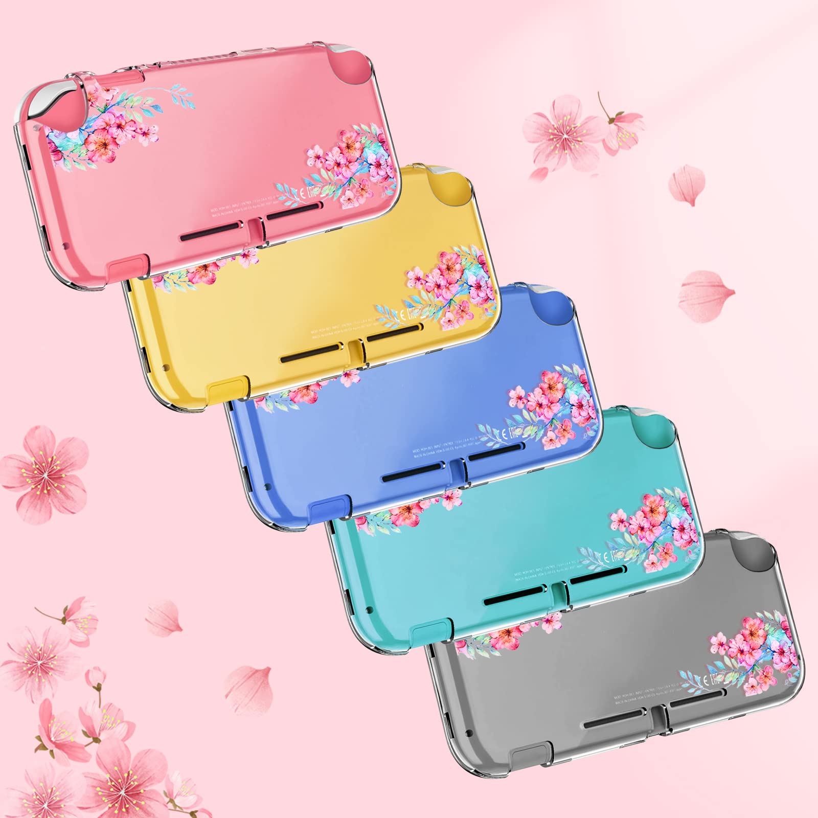 DLseego Case Compatible with Switch Lite, Protective PC Cover for Switch Lite, Clear Switch Lite case witch Anti-abrasion and Anti-scratch Design,Peach Blossom