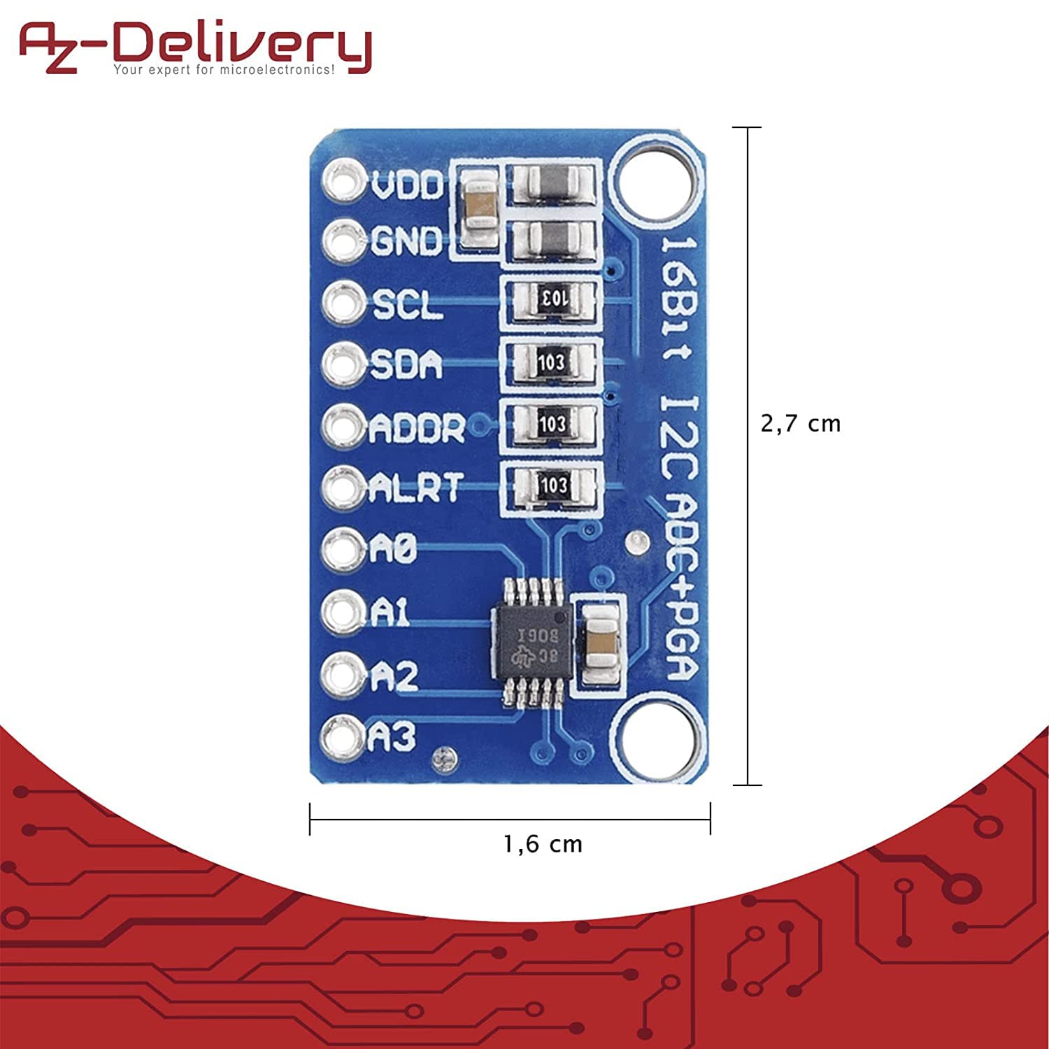 AZDelivery 5 x ADS1115 ADC Analog to Digital Converter 16bit 4-Channel Module compatible with Arduino and Raspberry Pi including E-Book!