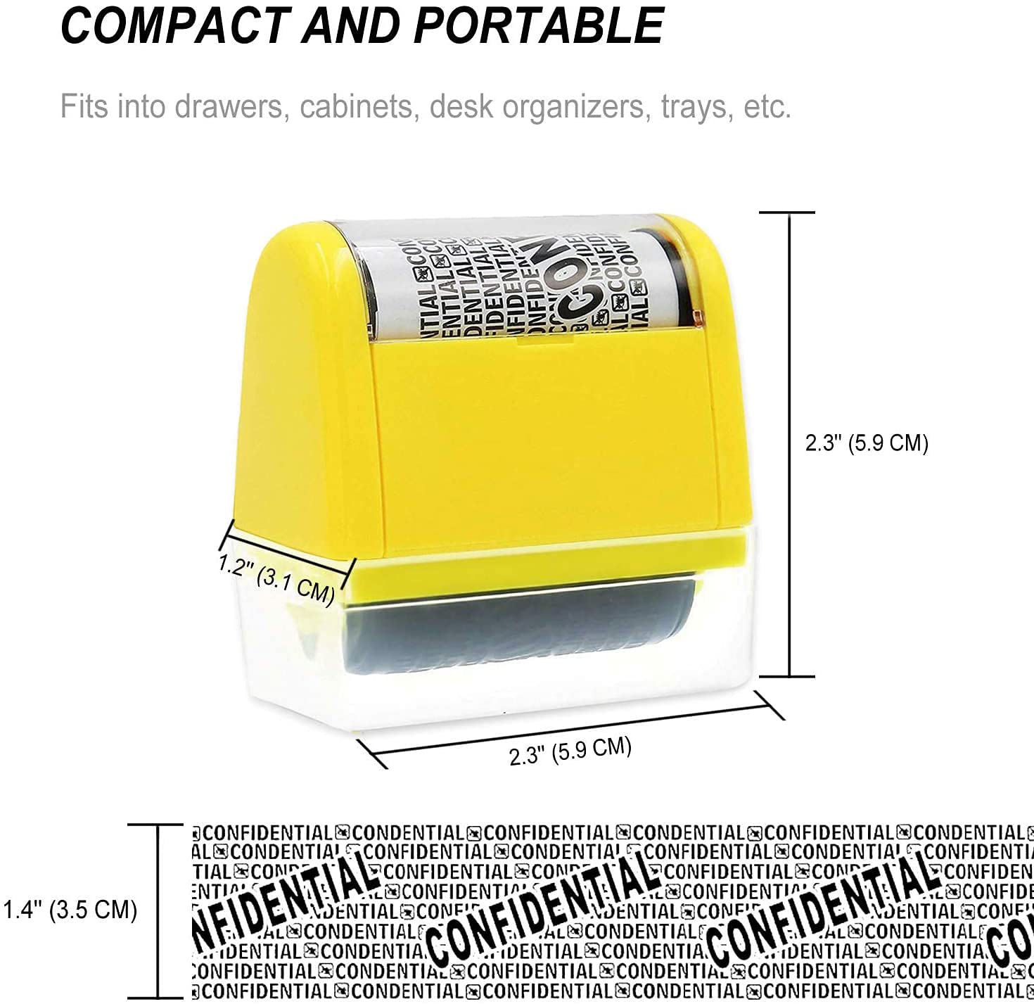 Wide Roller Stamp Identity Theft Stamp 1.5 Inch Perfect for Privacy Protection (Yellow Stamp and 3 Refills)