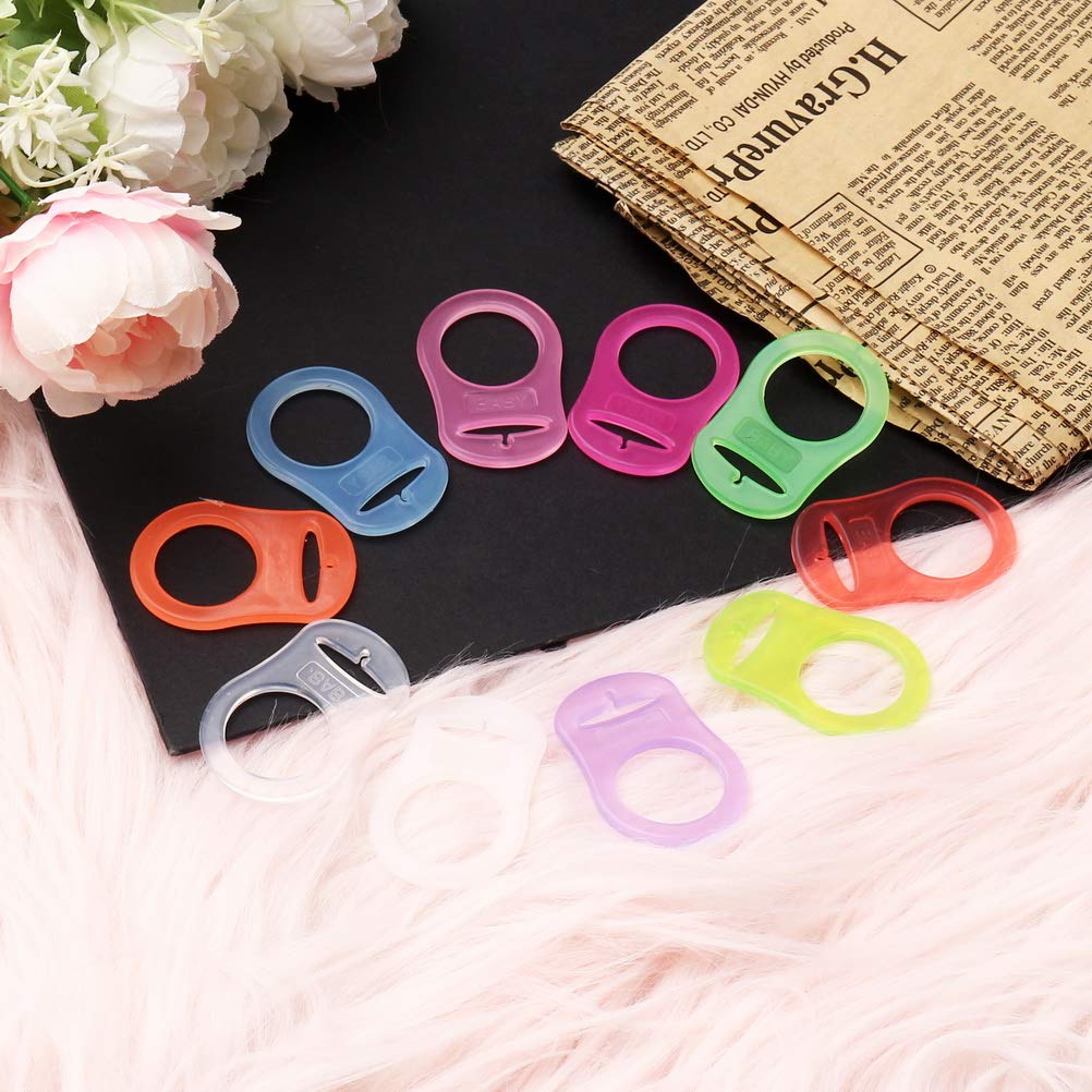 10 Pcs Silicone Dummy Clips Adapter, Baby Pacifier Clips Dummy Holder Mam Dummy Clip Adapter Dummy Pacifier for Boys Girls Baby Soother Nipple(Random Colour)