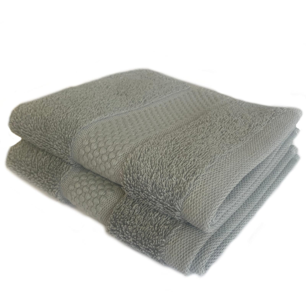 Sue Rossi Face Cloths Pack of 2 or 6, Organic Turkish Combed Cotton, 30cm x 30cm Wash Cloth Fingertip Flannel, Soft & Absorbent, 600gsm Thick Bathroom Towels Set (Silver Grey, 2)