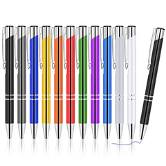 AUAUY Ballpoint Pens, 12 Pcs Ballpoint Pens Funny Pen, Retractable Ballpoint Pens, Metal Comfortable Writing Pens 1 mm Blue Ink Ballpoint Pens for Colleagues Teachers Adults Students(Mixed Color)