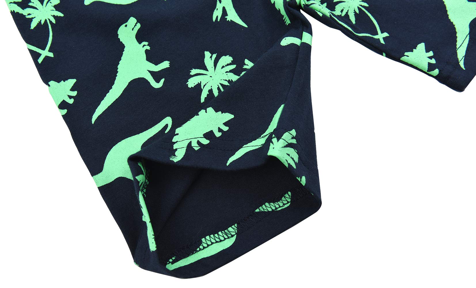 Boys Pyjamas Set Dinosaur Print Kids Pjs Pajama Short Sleeve Cotton Sleepwear Tops Shirts & Pants Nightwear Children Outfit - Deep Blue 02 - 4-5 Years