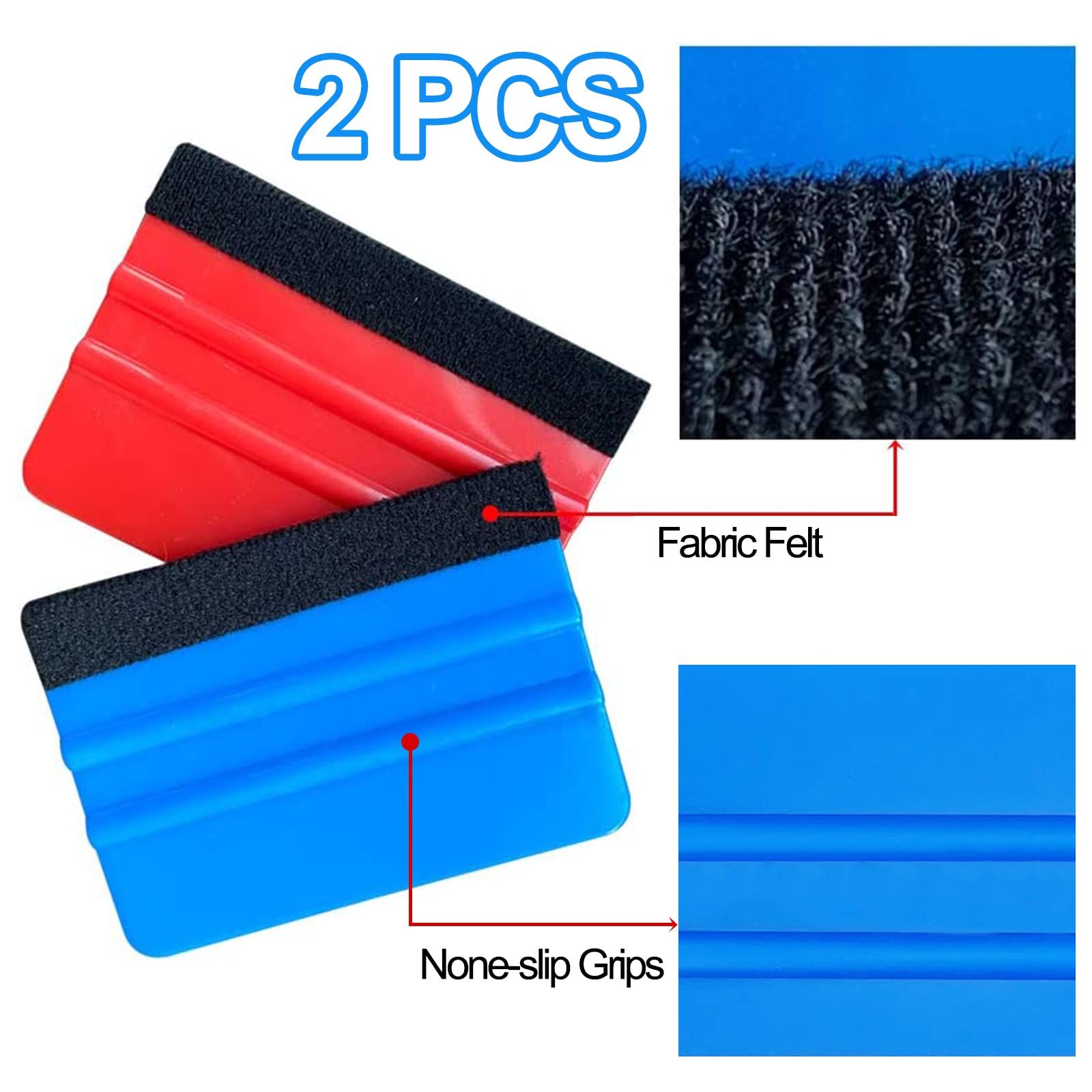 Felt Edge Squeegee Car Wrapping Tool, 2 Pcs Vinyl Wrap Tool, Car Window Tint Kit, Vinyl Application Tools, for All Vinyl Wrap, Window Tint Film, Wallpaper Installation, Stickers