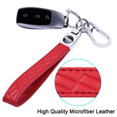 wisdompro Microfiber Leather Car Keychain, Keyrings for Car Keys, Universal Car key Fob keychain, Leather Keychain Strap with Anti-lost D-Ring for Men and Women - Red