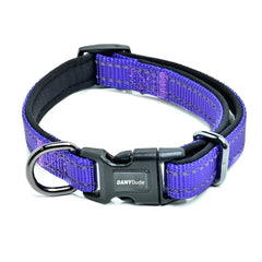 DANYDude Reflective Dog Collar Soft & Comfy Neoprene Padded Dog Collar Adjustable Strong Dog Collars For Small, Medium, Large Dogs & Cats Quick Release Buckle Puppy Collars (S (Small), Purple)