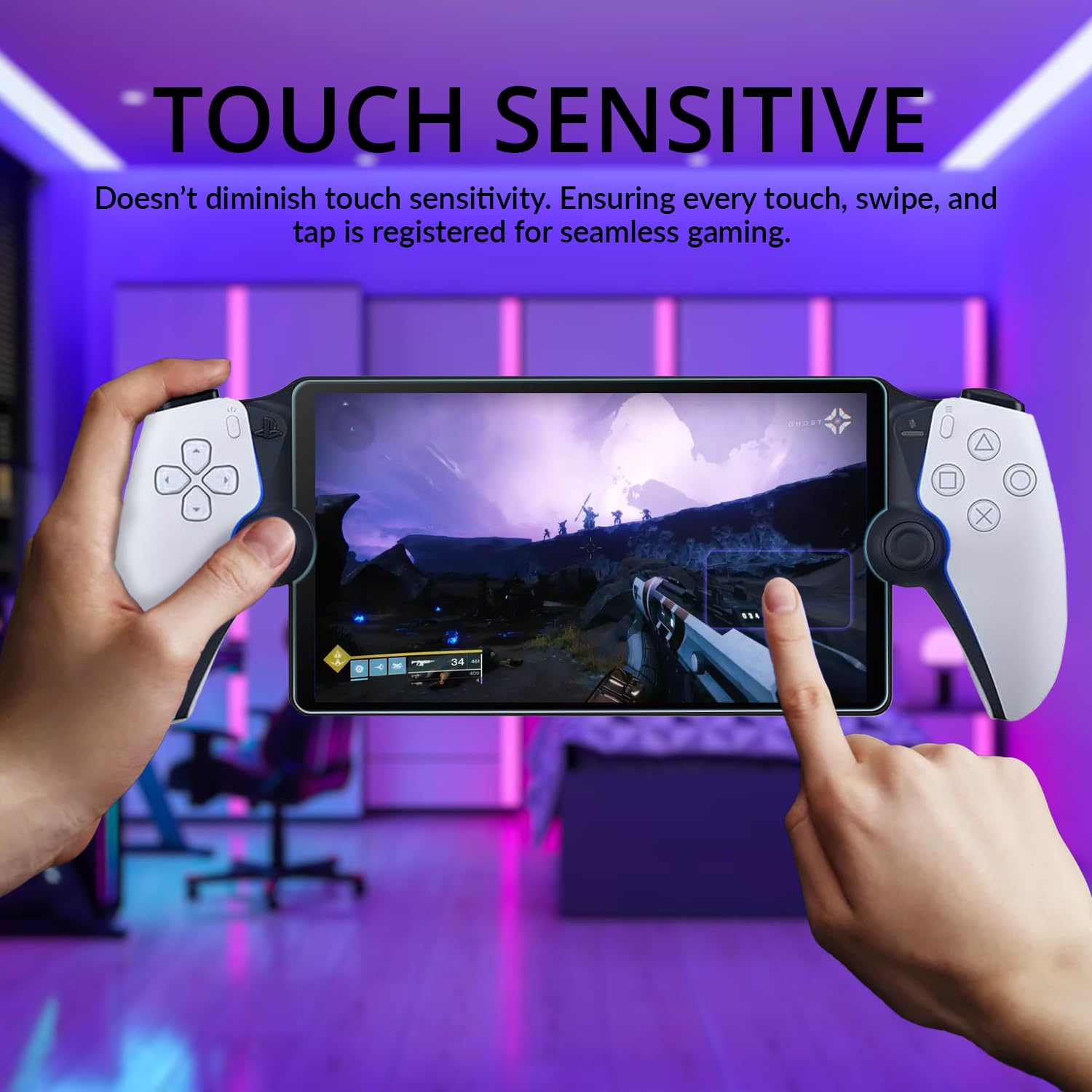 Orzly Glass Screen Protector for Playstation Portal Remote Player Handheld Accessories (Pack of 4) - Tempered Glass Life time Edition