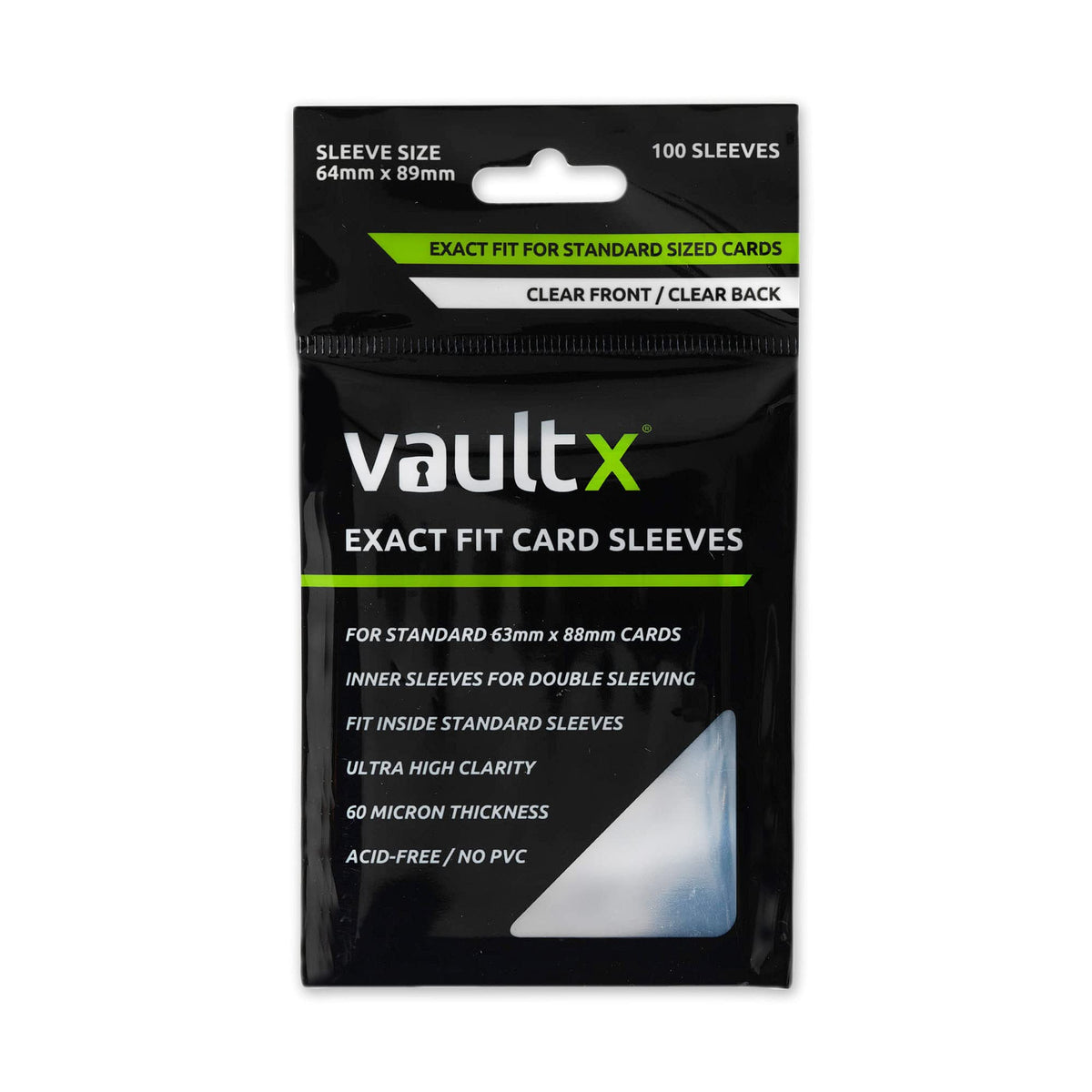 Vault X Exact Fit Trading Card Sleeves - High Clarity Perfect Fit Inner Sleeves to Protect and Preserve Board Game, Collectible and Trading Card Games(100 Pack)