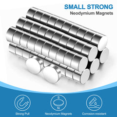 Skaaisont 60 Pcs Cylinder Mini Magnets, 6 x 3 mm Neodymium Strong Magnets for Crafts Arts Whiteboard Office School Home Kitchen Fridge Pin Board and DIY Picture